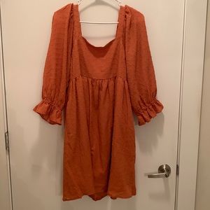 Orange Madewell Puff Sleeve Dress
